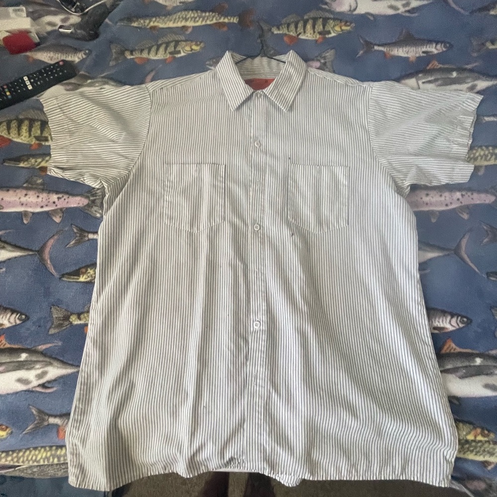 Men's Dickies Striped Gray Work Shirt